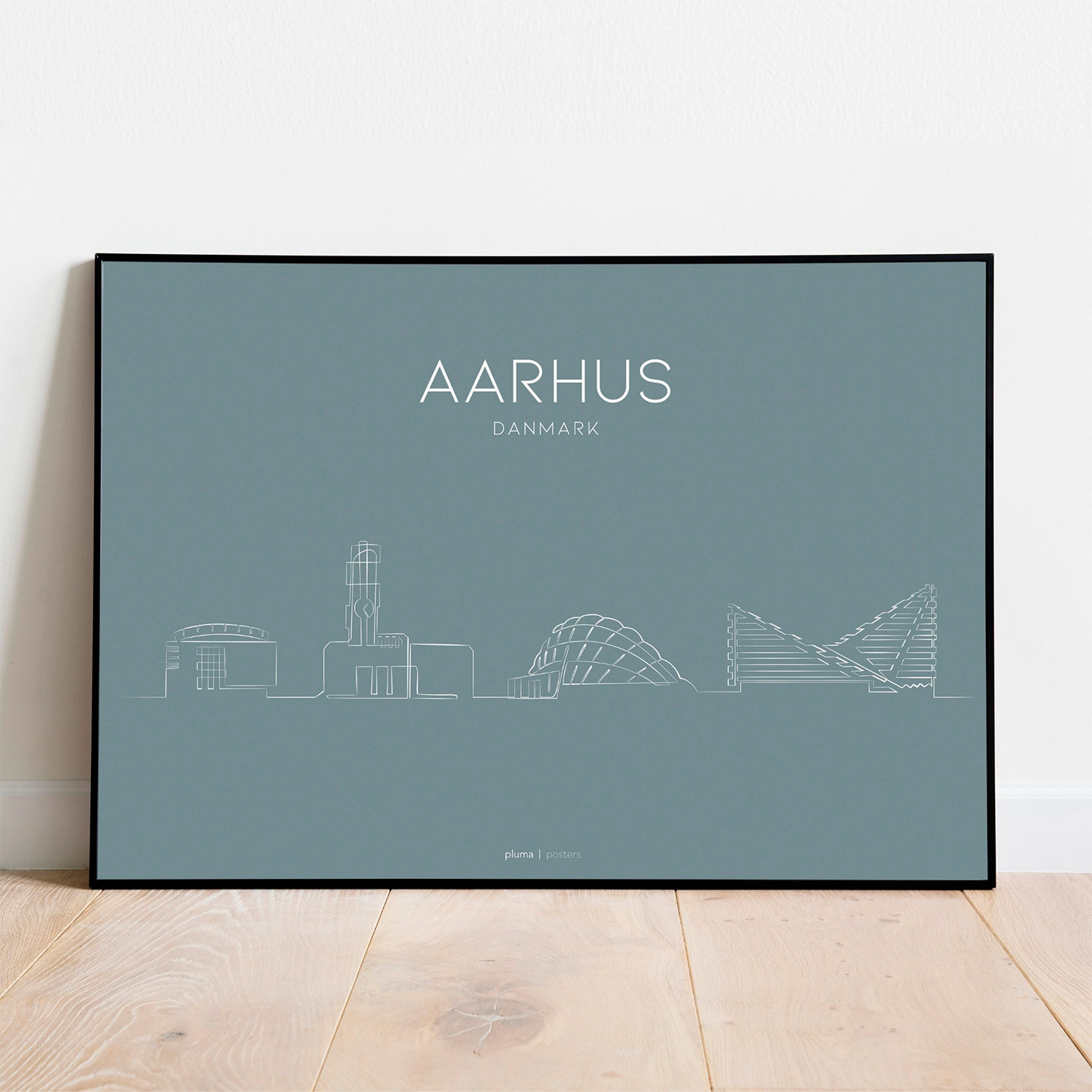 Aarhus – Dusty blue av Pluma Posters
