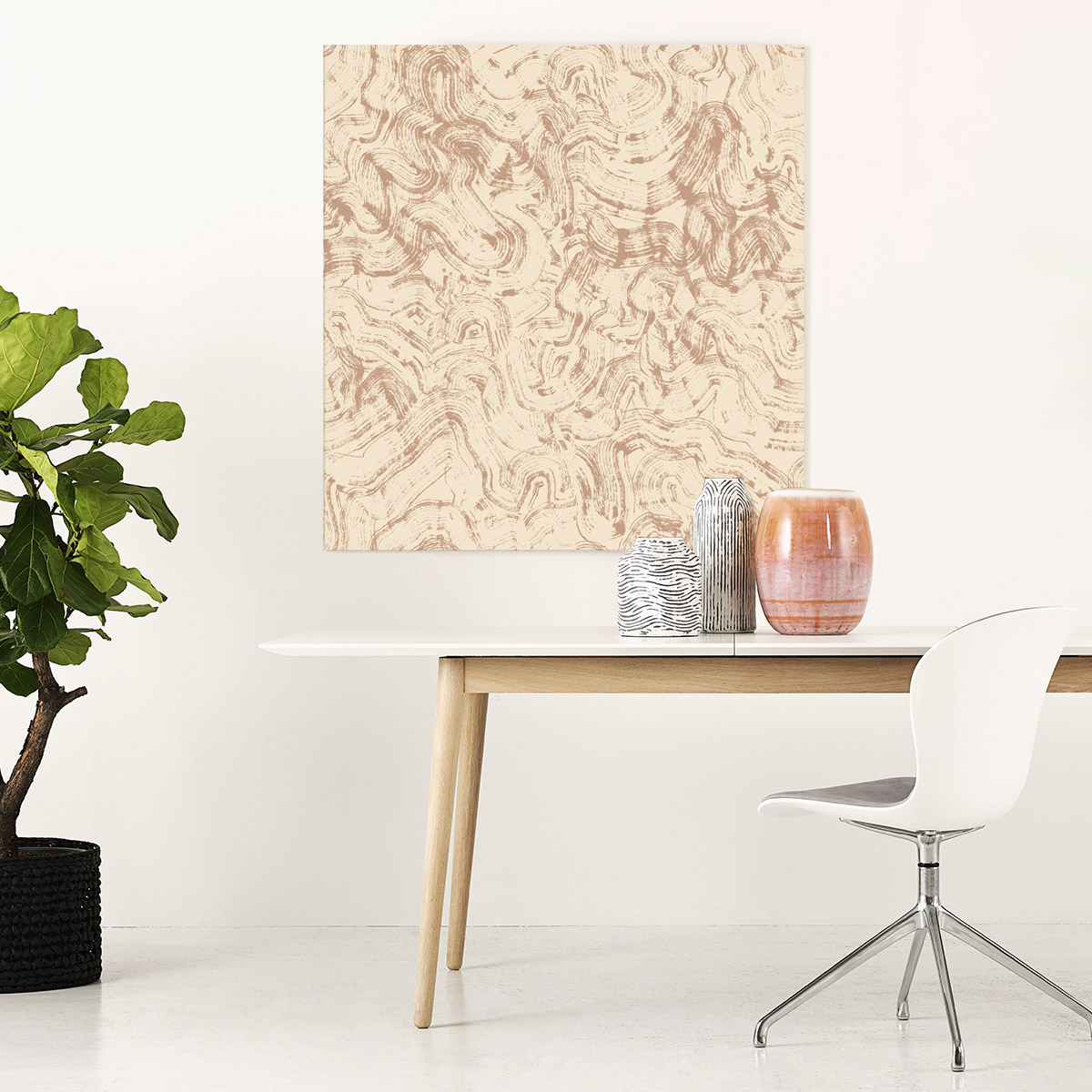 Beige bølge kaligrafi av Tine Nordahl Grosen