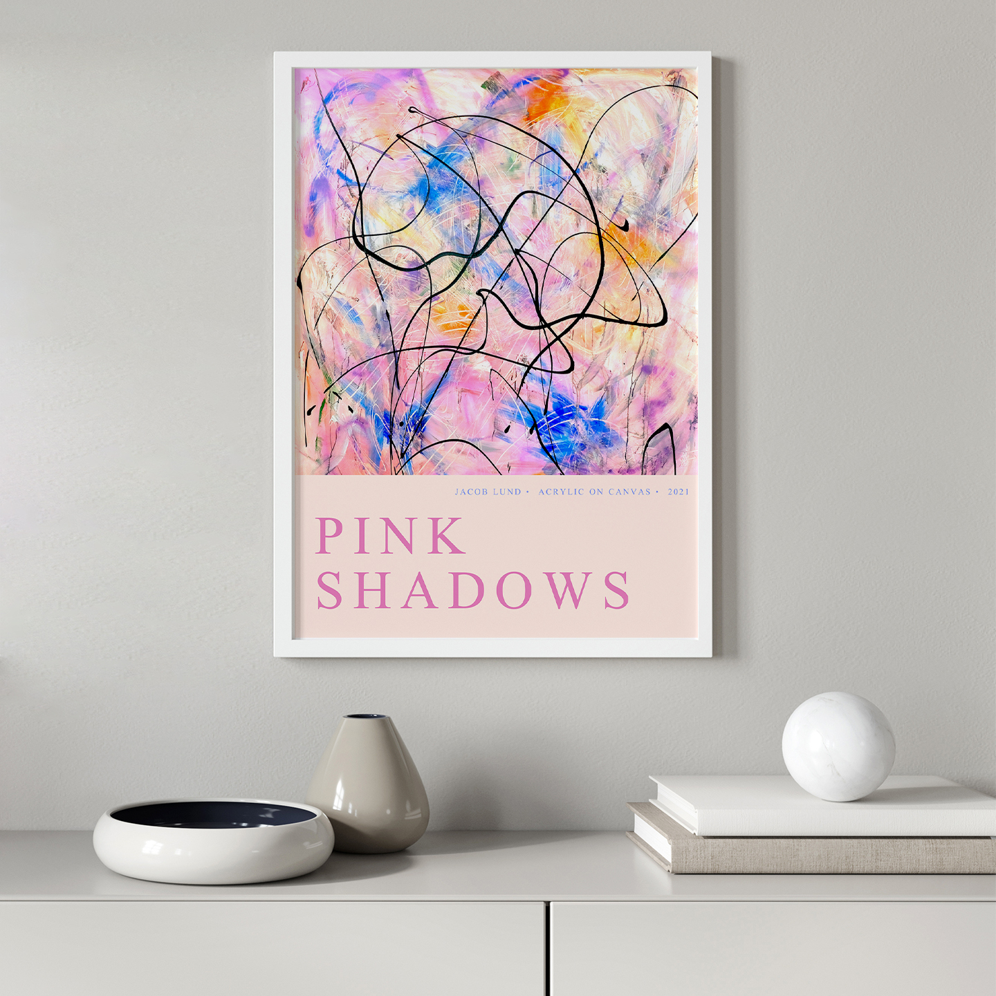 Pink Shadows poster av Jacob Lund Art