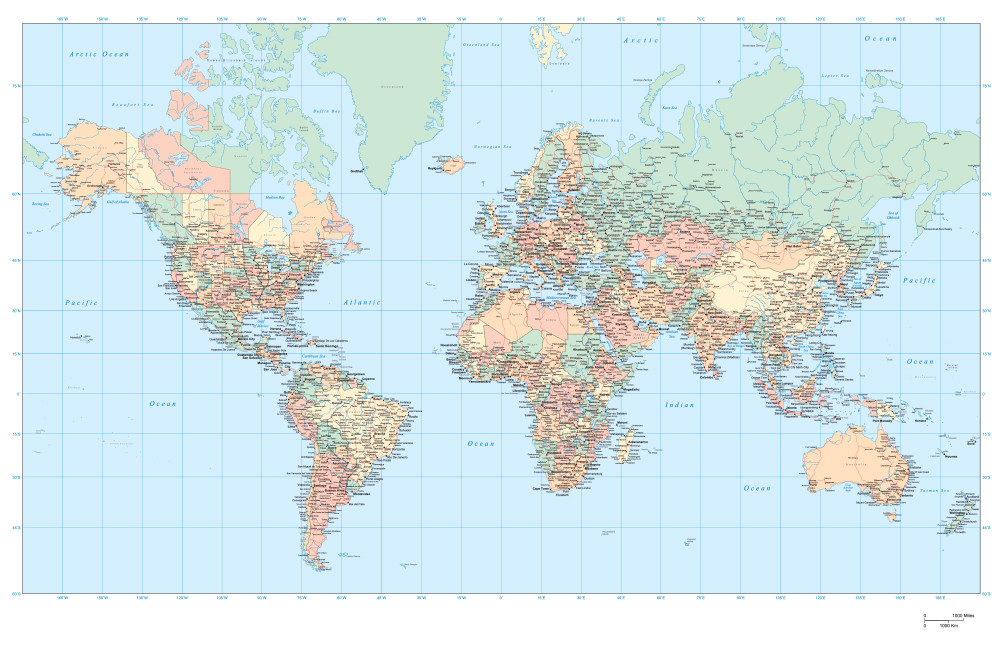 Stort verdenskart på lerret